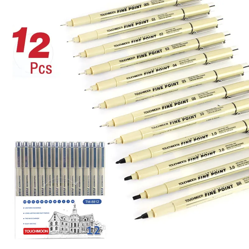 Pigment Liner Micron Pen Marker set Hook Line Needle Pen Art Manga Outlining Pen for Sketch Soft Brush Stationery Art Supplies