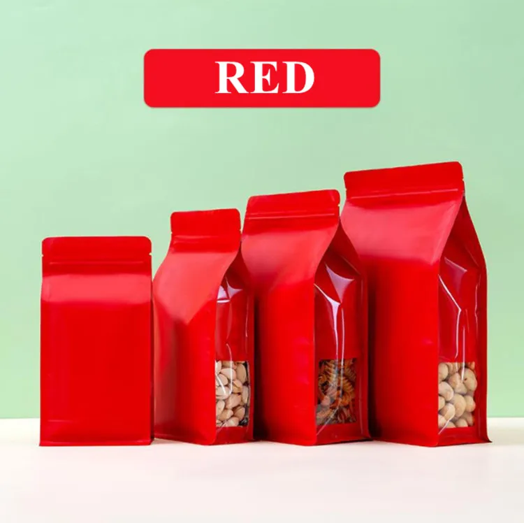 50PCS 3D 다채로운 알루미늄 호일 창 지 플락 보이는 가방 매트 스낵 커피 콩 말린 과일 향신료 시리얼 포장 파우치