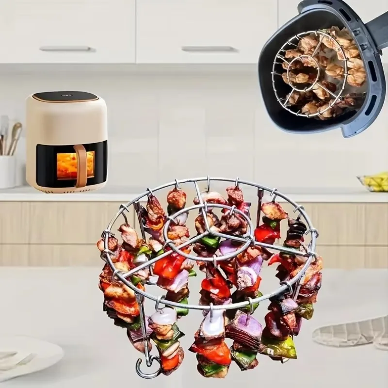 23 Skewers Stainless Steel Vertical Grill Rack Skewer Holder Air Fryer Accessory Suitable for 3.2QT-5.5QT Air Fryers Kitchen