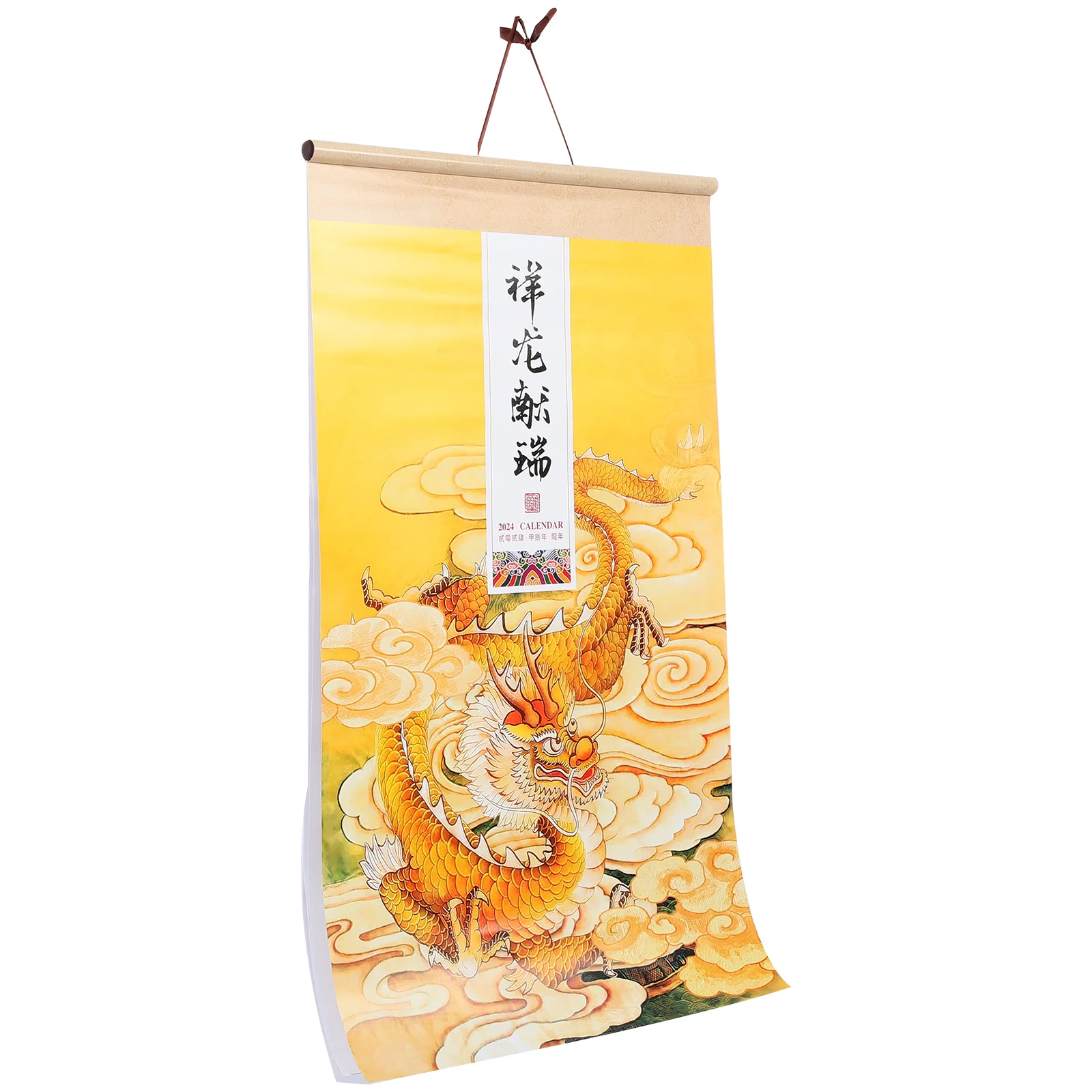 Chinese Hanging Calendar 2024 Year The Dragon Calendar Chinese Wall Scroll Calendar Monthly Lunar Calendar Fengshui Calendar chinese new year calendar wall tearable calendar hanging calendar 2024 traditional lunar calendar