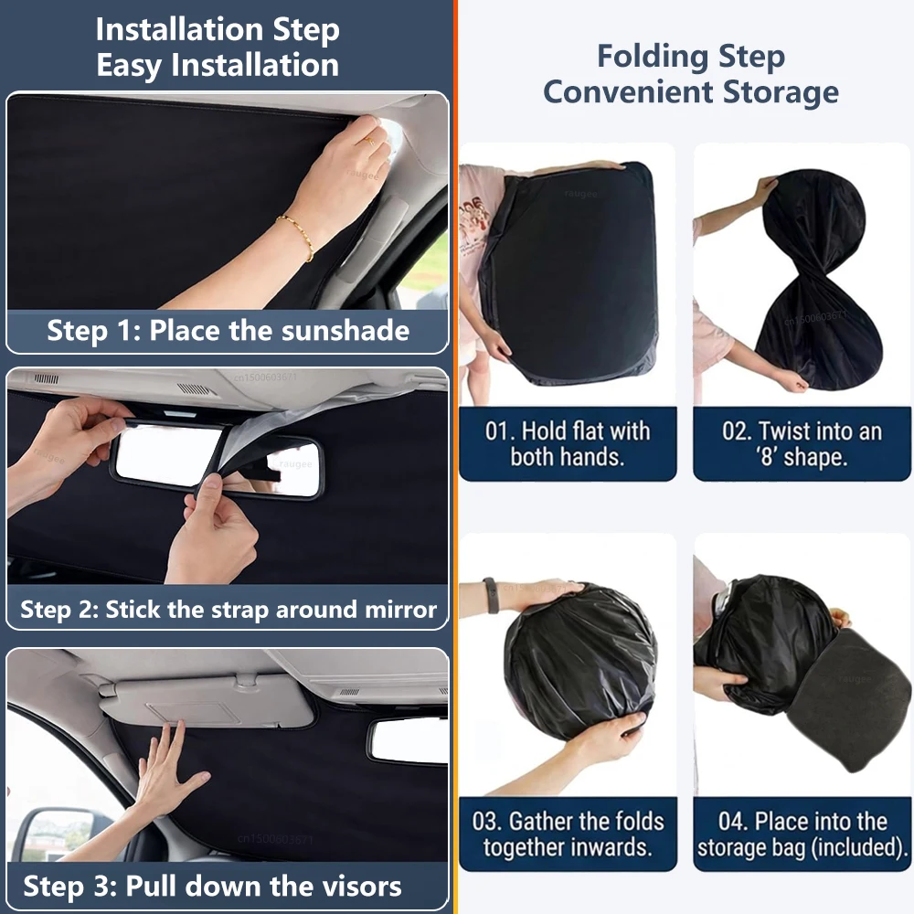 Premium Summer Car Windshield Sunshade with UV Protection - Foldable Front Window Visor & Styling Accessory