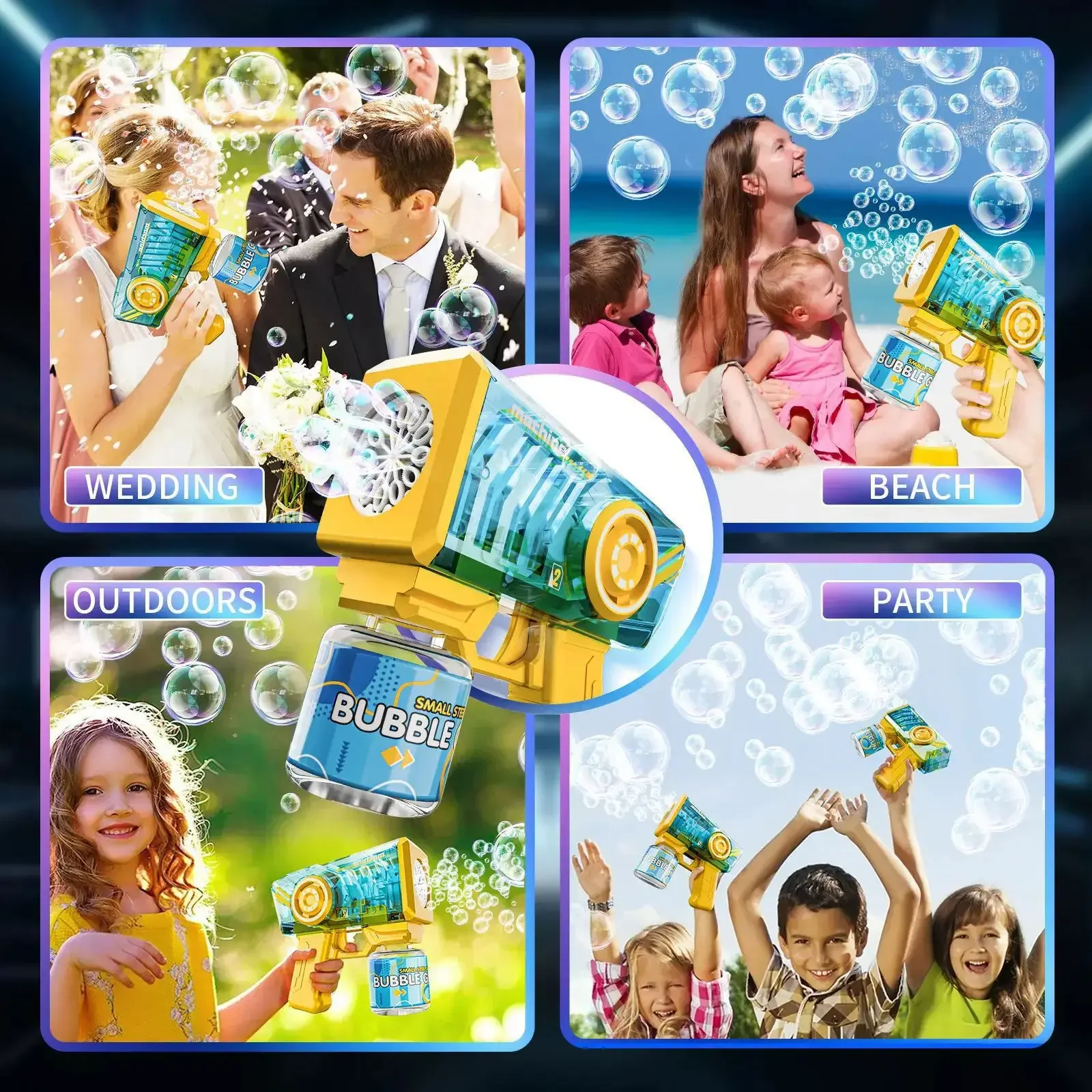 Automatic Electric Bubble Gun Toy with LED Lights for Kids Outdoor Party