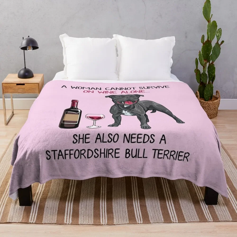 Stafter Bull Terrier E Wine Funny Dog Throw Coperta Heavy Sofa Bed Coperte Pelose