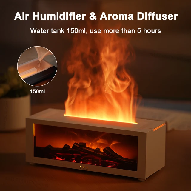 Air Humidifier Essential Oil Diffuser Flame Aroma Humidifier Home Room Fragrance Diffuser with Night Light Aromatherapy Diffuser 2