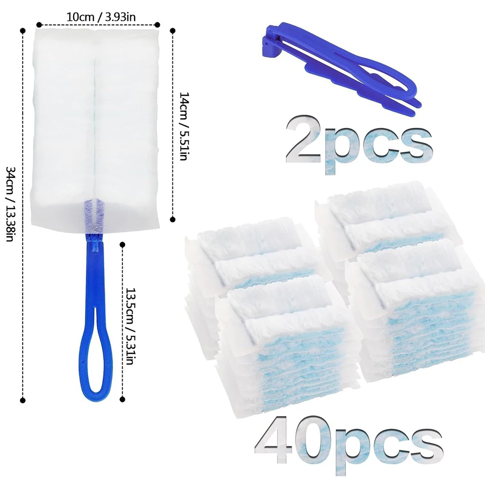 40 Count Microfiber Duster with 2 Handles Static Dust Removal Brush for Dusting Furniture Blinds Ceiling Fans Walls