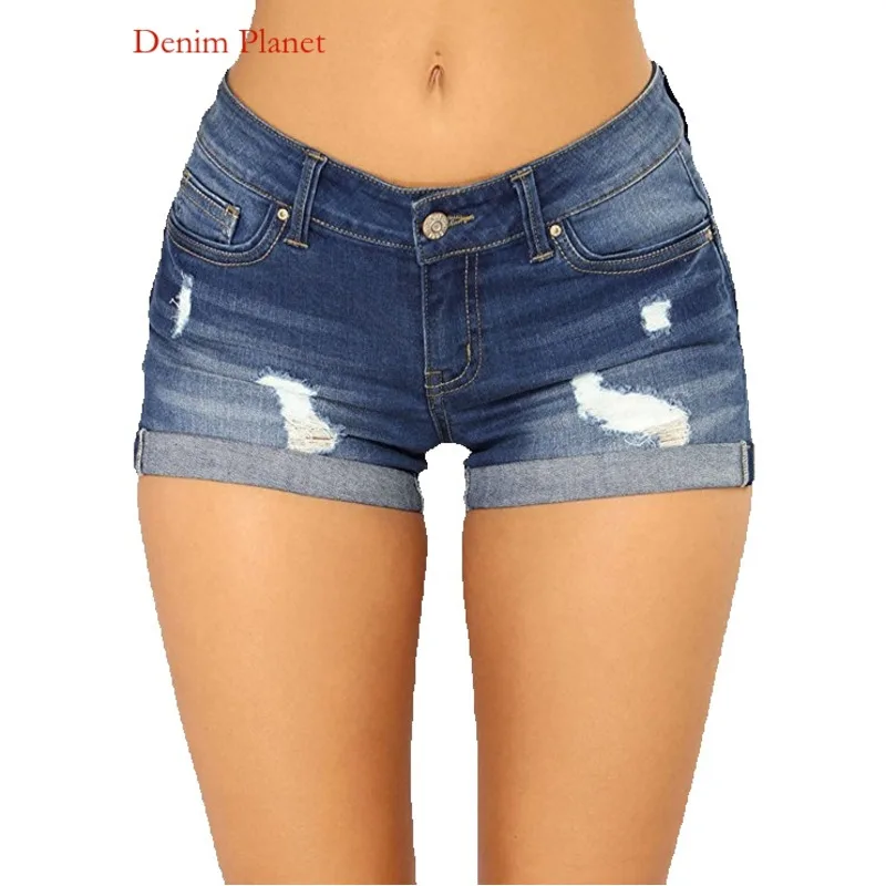 

Denim Planet 2024 Summer New Women's Denim Shorts Trendy Hot Pants with Holes for Daily Leisure and Play Shorts