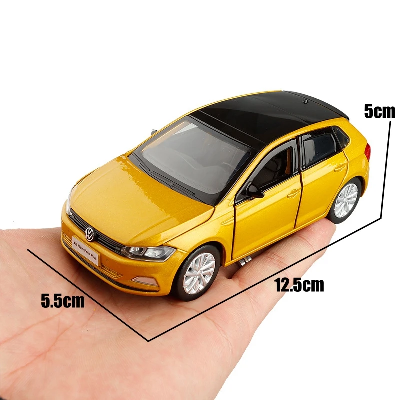 1/32 Volkswagen Polo Plus Sedan Toy Car Model Diecast Alloy Metal Miniature Sound & Light Collection Gift For Children Boys Kid 2
