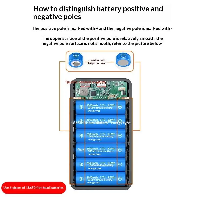 1 Stück Dual-USB-Typ-C-Ladegehäuse 6*18650 Powerbank-Batteriebox-Halter mit Campingbeleuchtung für Handy 18650 Batteriegehäuse – Detail 12