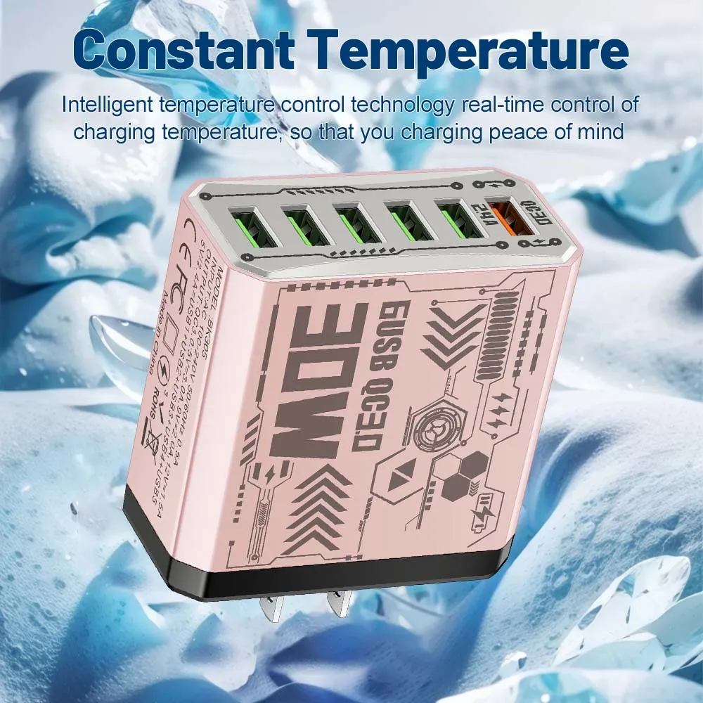 6USB Charger QC3.0 Fast Charging Quick Charger For iPhone Samsung Xiaomi Mobile Phone Charge Adapter EU/US/UK Plug