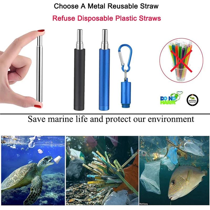 Ezprogear Metal Stainless Steel Wide Straws with Silicone Tips Collapsible  Straw and 8mm Reusable Drinking Straw