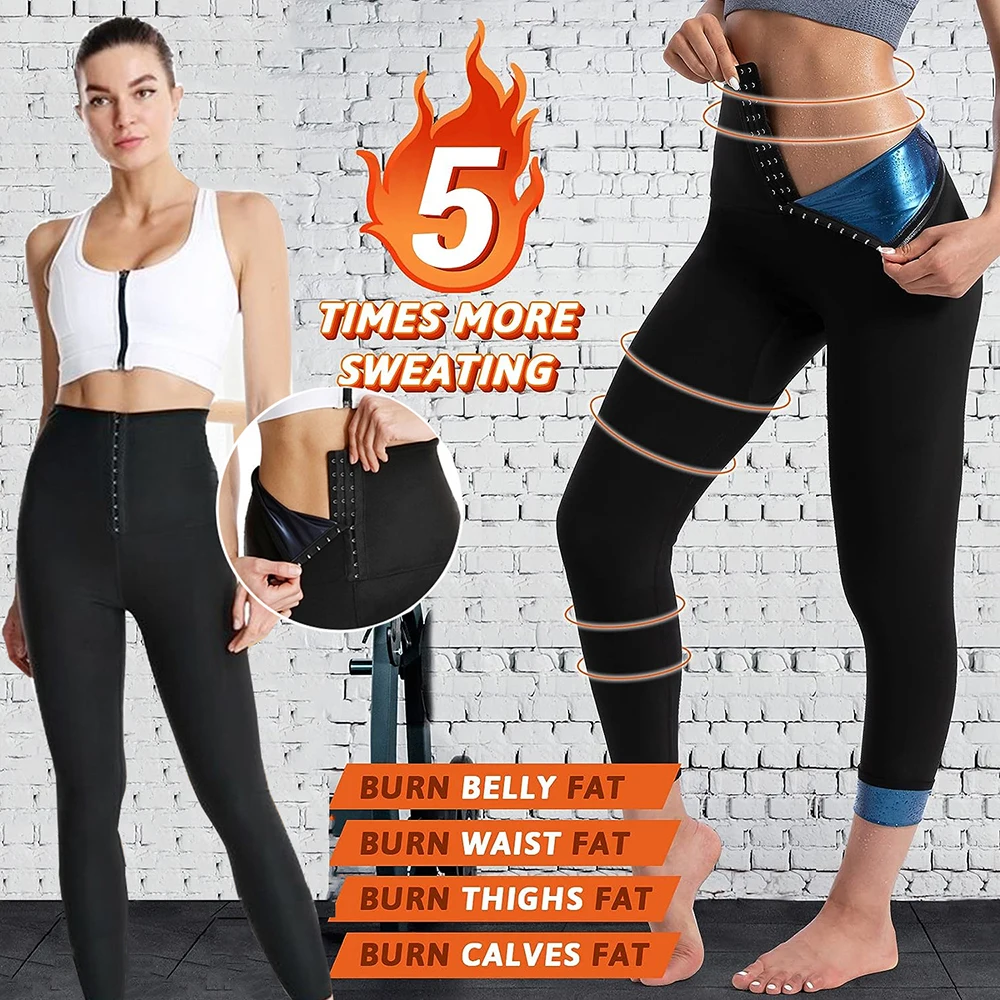 Sauna Pants Women Sweat Capris Slimming Leggings High Waist Workout Body Shaper