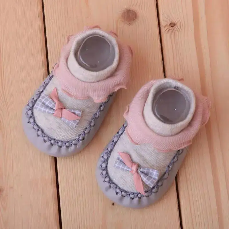 Fall Winter 0-2 Year Old Baby Socks Cute 3D Cartoon Doll Sock Warm Cute Socks Baby Girl Boy Sock Bow tie anti slip socks 6