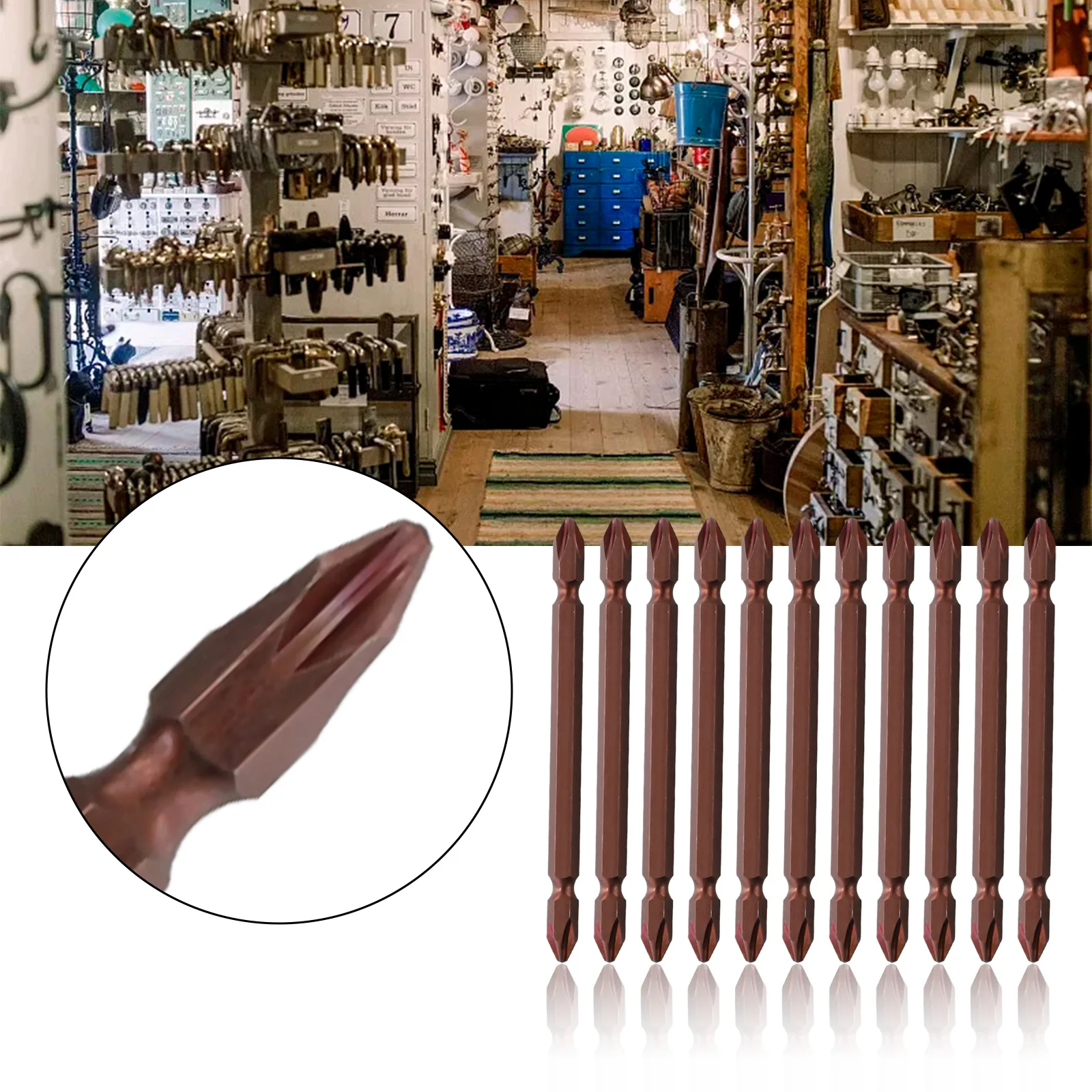 

10pcs 100mm Double Head PH2 Screwdriver Bit 1/4Inch Hex Batch Head Chrome Vanadium Alloy Steel For Pneumatic Screwdriver