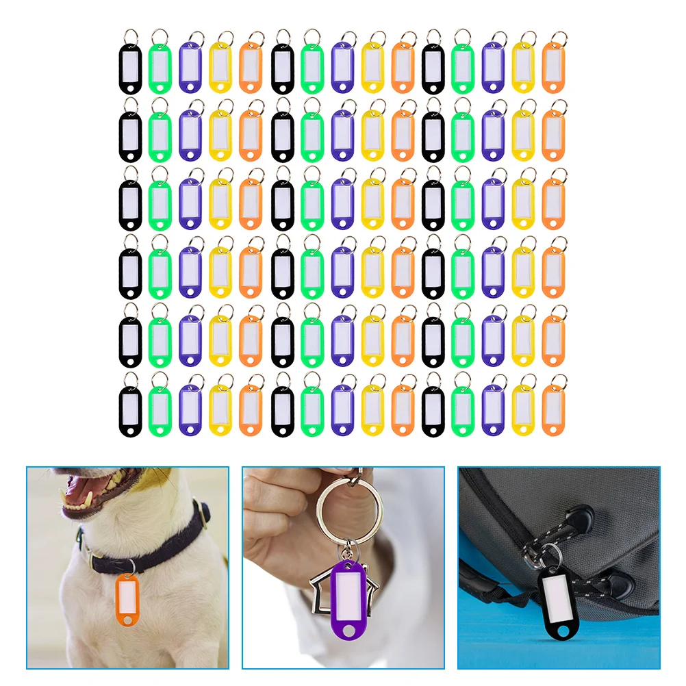 100 Pcs Key Ring Compact Label Tags Luggage Accessory Multifunction with Abs Color Identifiers Keychain