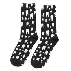 Retro Dental Pattern Men's Socks Funny Teeth Unisex Hip Hop Pattern Printed Happy Crew Sock Gift