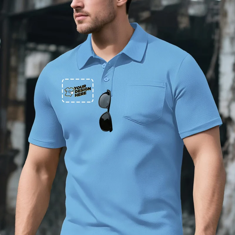 Polo da uomo con risvolto a maniche corte, moda allentata, polo sportiva, casual, tattica, manica corta, logo personalizzato gratuito, tasca POLO - immagine 3