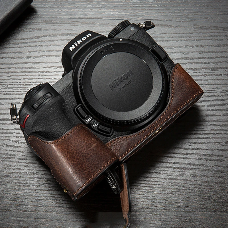 Per Nikon Z6 Z7 Custodia Per Fotocamera Vintage Retrò In Vera Pelle Fatta A Mano Mezza Borsa