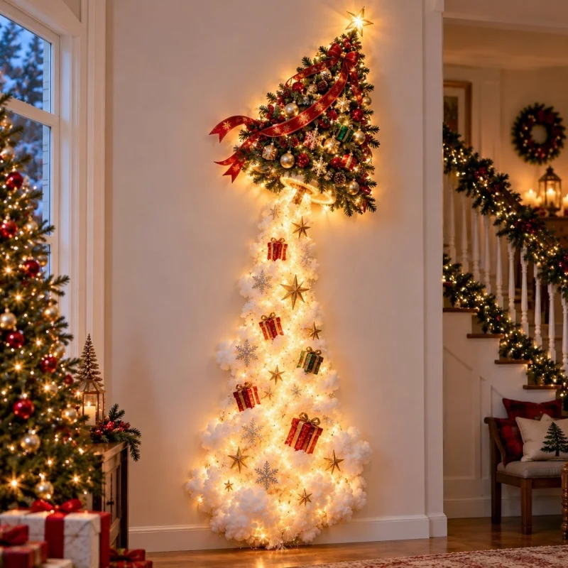 Neue Weihnachts-Wandbeleuchtung „Magic Trail“ – LED-Leuchtende Weihnachtsdekoration 2026, Weihnachtsmann-Zug, Rentier, Geschenk, Weihnachtsparty-Zubehör – StyleD