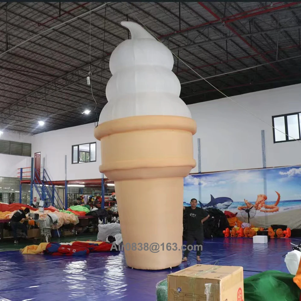3m-6m Giant Inflatable Ice Cream Cone With Led Lights For Advertising Promotional Inflatable Ice Cream Model 3