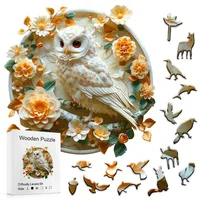 Jigsaw Puzzles-Wooden Puzzle Adult Unique Shape Advanced Wise Owl Wooden Jigsaw Puzzle for Adult,Family Puzzles Gifts for kids 1