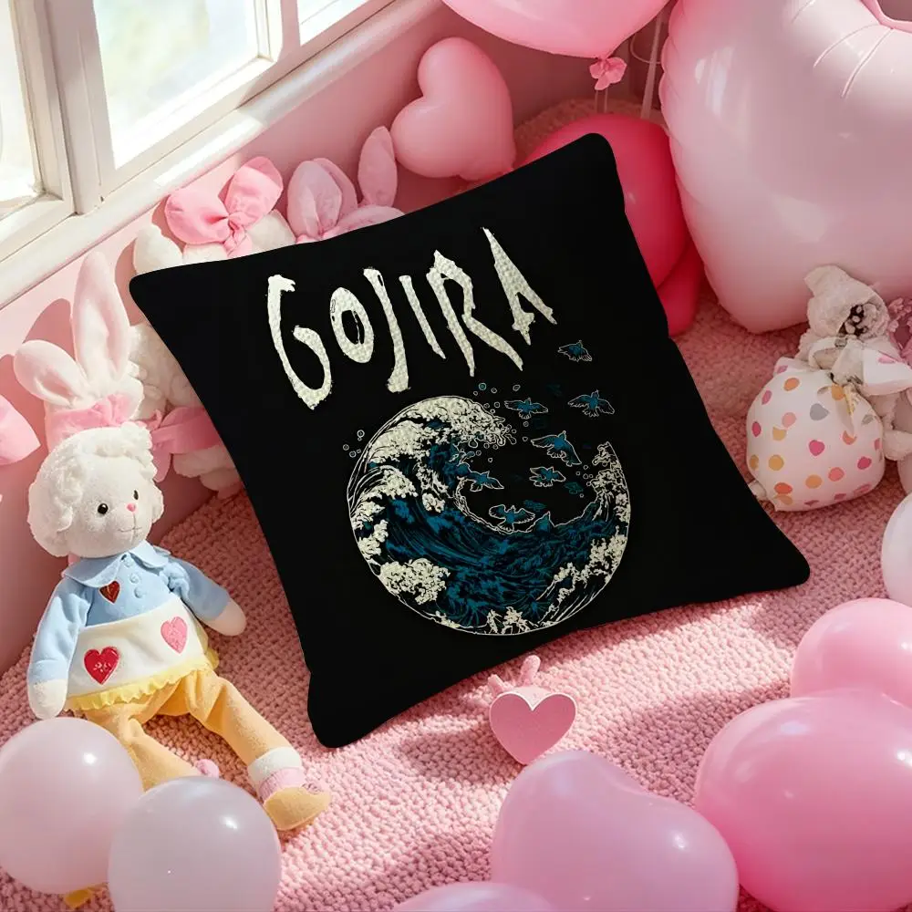 밴드 G-Gojira 쿠션 커버 천연 리넨 베개 케이스 양면 인쇄 장식 소파 베개 커버 홈 장식 선물
