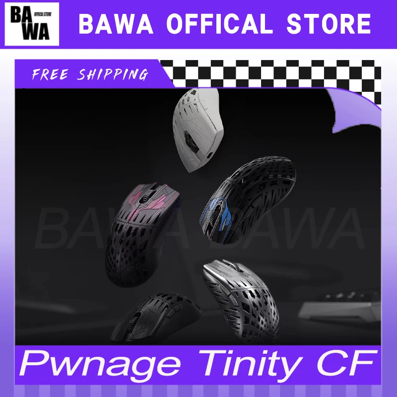 Pwnage Trinity CF 탄소 섬유 마우스 듀얼 모드 무선 마우스 Paw3950 8000Hz 폴링 레이트 게임용 마우스 PC 액세서리 게이머 선물