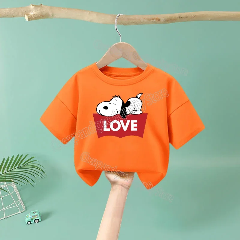 thumbnail image 1 of Camiseta de Snoopy para niño y niña, ropa de verano de algodón con dibujos animados, de manga corta Camisetas estampadas, regalo, 1 of 5