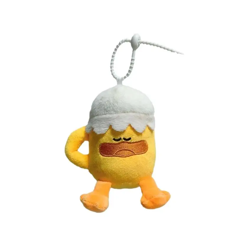 Cute Cartoon Beer Duck Plush Keychain Funnny Creative Yellow Duck Stuffed Doll Backpack Pendant Decoration Accessories Gifts