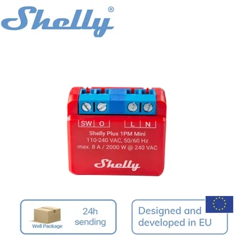 Shelly Plus 1PM 미니 와이파이 작동 스마트 스위치, 전력 측정, 최소 릴레이 스위치, 스마트 제어, 정밀 전력 모니터링, 8A
