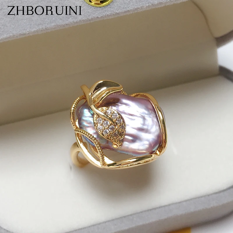 Baroque Pearl Ring Real Natural Freshwater Pearl 14K Gold Plating Women Jewelry Individual Ring gold plated rings golden ring gold rings