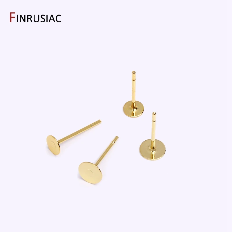 Jewelry Findings 18k Gold Plated Copper Post Earring Base Earring Studs Blank DIY Earrings Accessories Jewellery Making Supplies