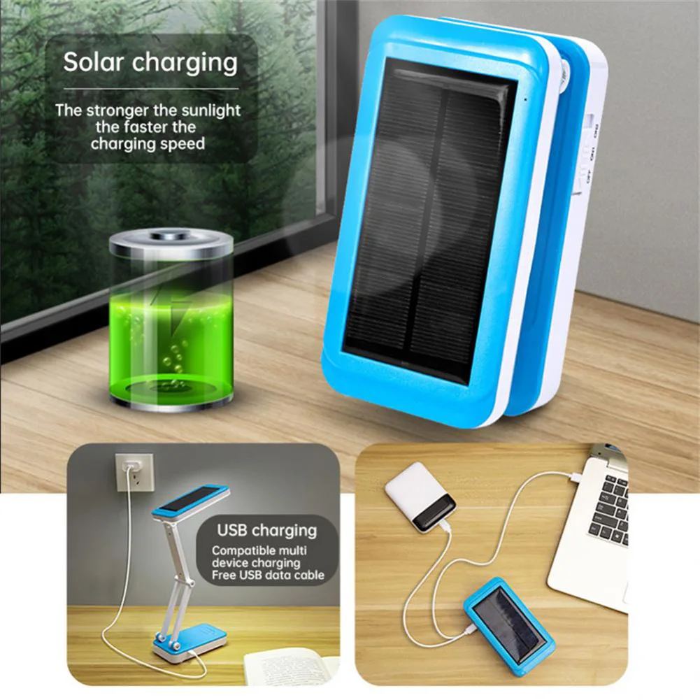Foldable 26LED Desk Lamp Rechargeable Solar Bedside Table 4500K-6000K Flicker-free Eye Protection Table Lamp 2 Gears USB Charge 3