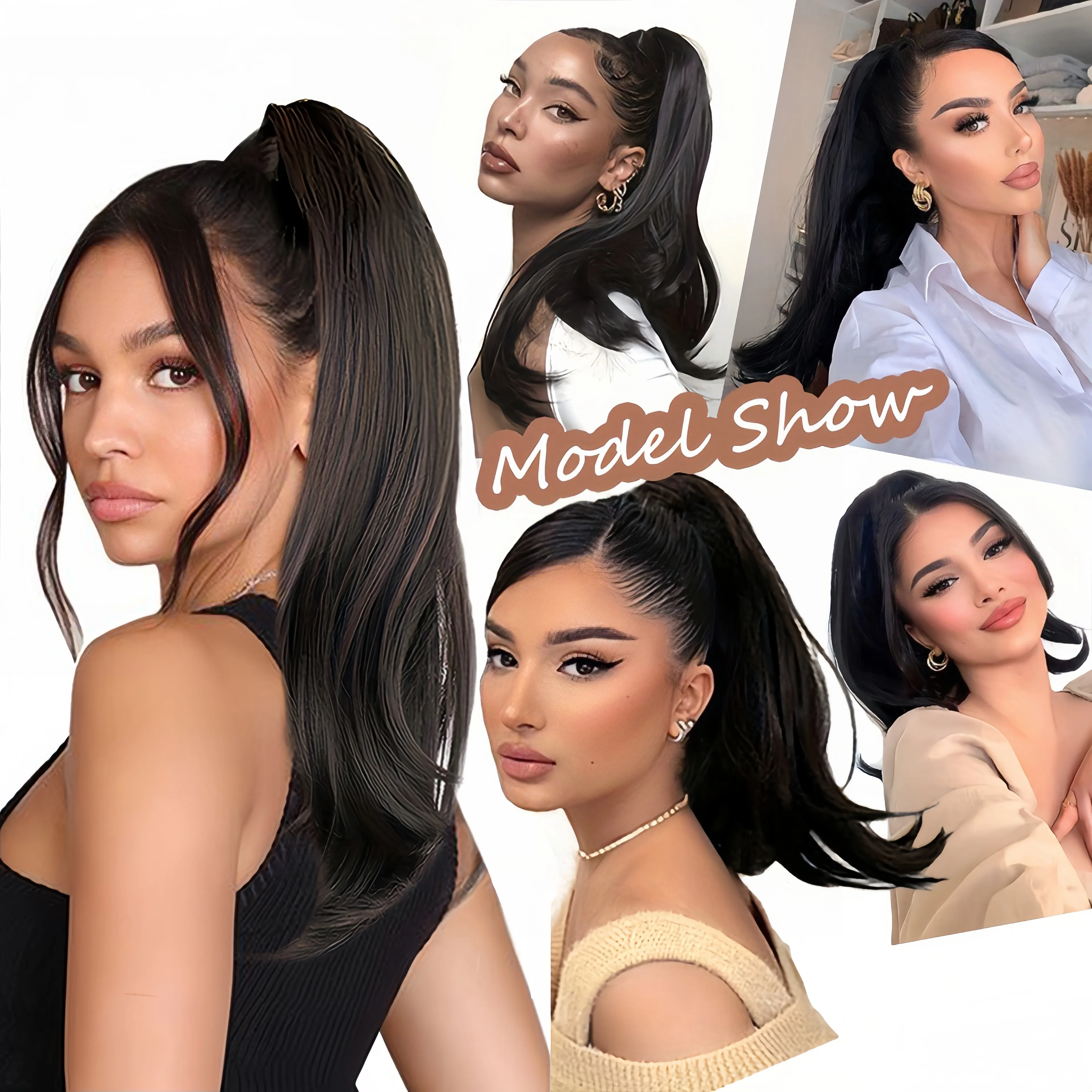 Synthetic Curly Wavy Ponytail Hair Extension Clip In Wig