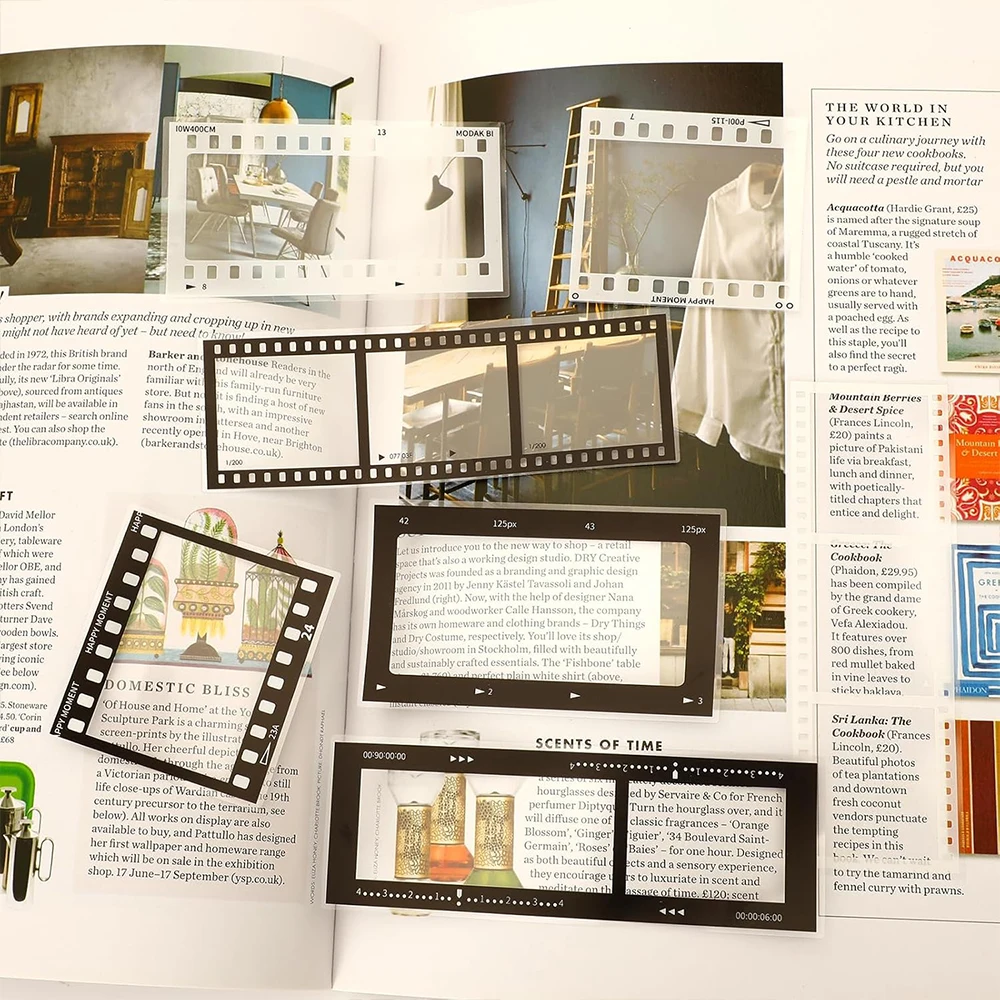 15pcs Vintage Film Frame PET Stickers DIY Diary Transparent Photo Frame Album Scrapbooking Journal Commemoration Day Decoration