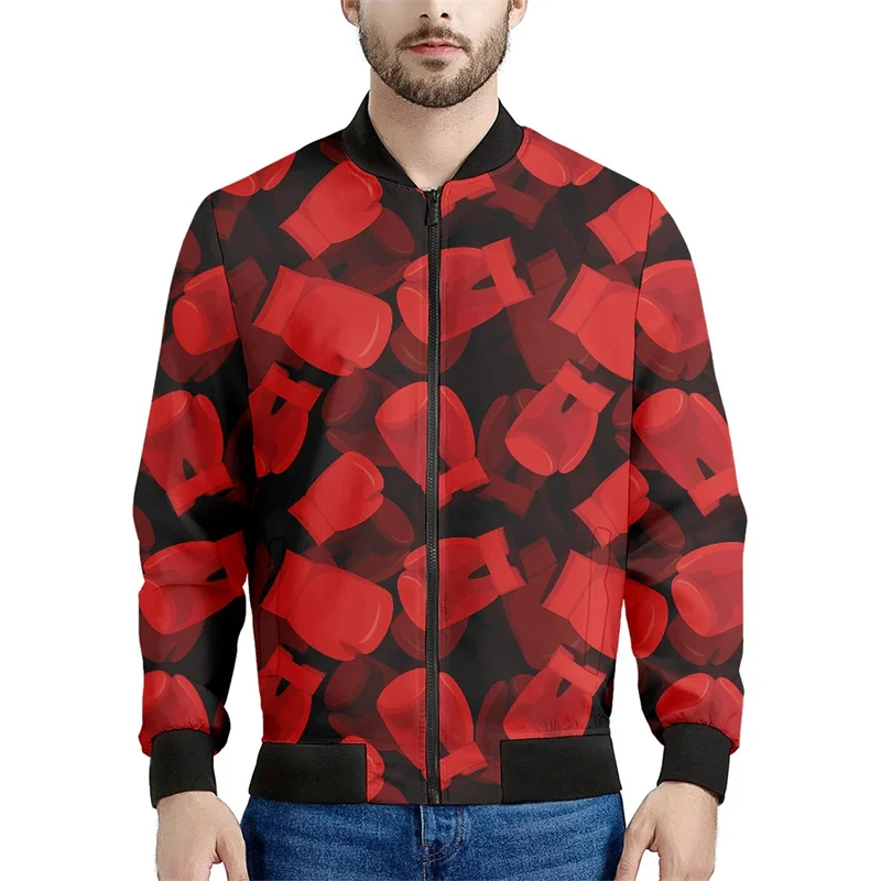 thumbnail image 1 of Chaqueta con estampado de boxeo para hombre, guantes, abrigo con estampado 3D, moda informal, Harajuku, chaquetas de gran tamaño con cremallera, camisetas de calle, mangas largas, 1 of 5