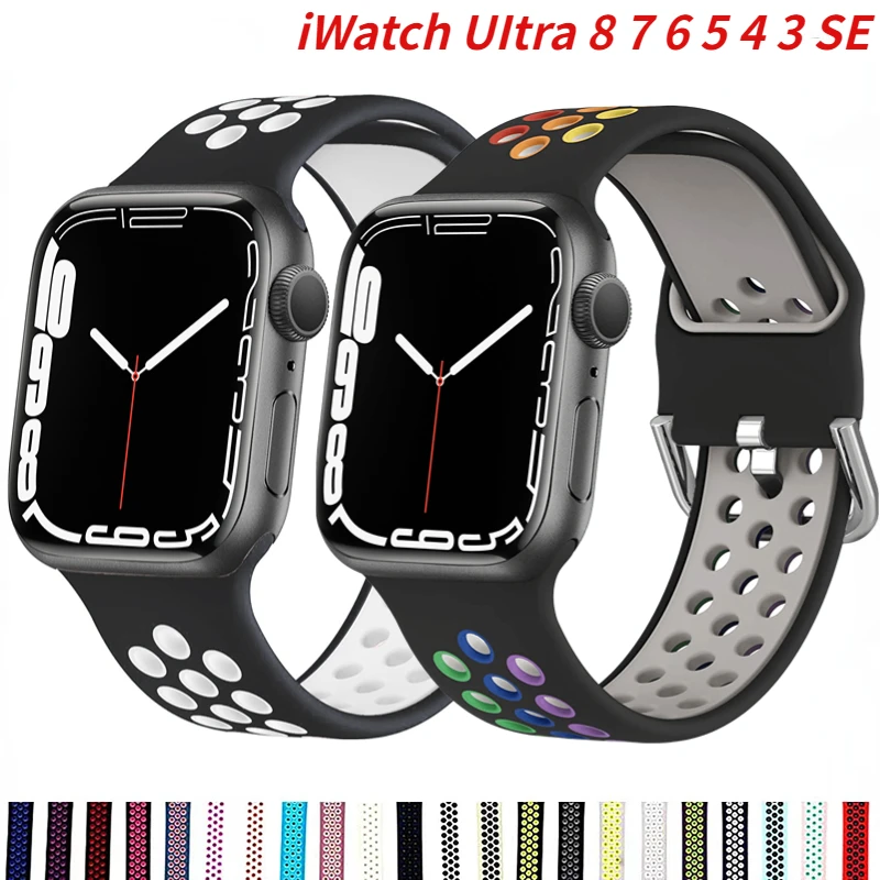 Cinturino In Silicone Per Cinturino Apple Watch 49Mm 45Mm 44Mm 40Mm 41Mm Serie Ultra 8 7 6 5 4 Se Cinturino Sportivo Iwatch 3 42Mm Bracciale