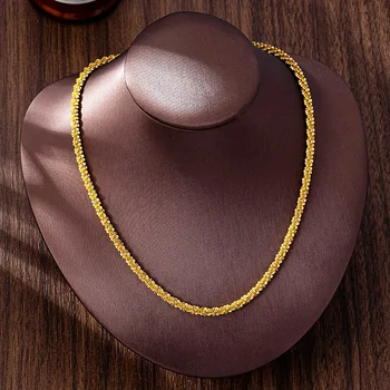 Luxury 24K 9999 Pure Gold real gold Women's Snowflake Caterpillar Necklace Bracelet Anklet Set 1