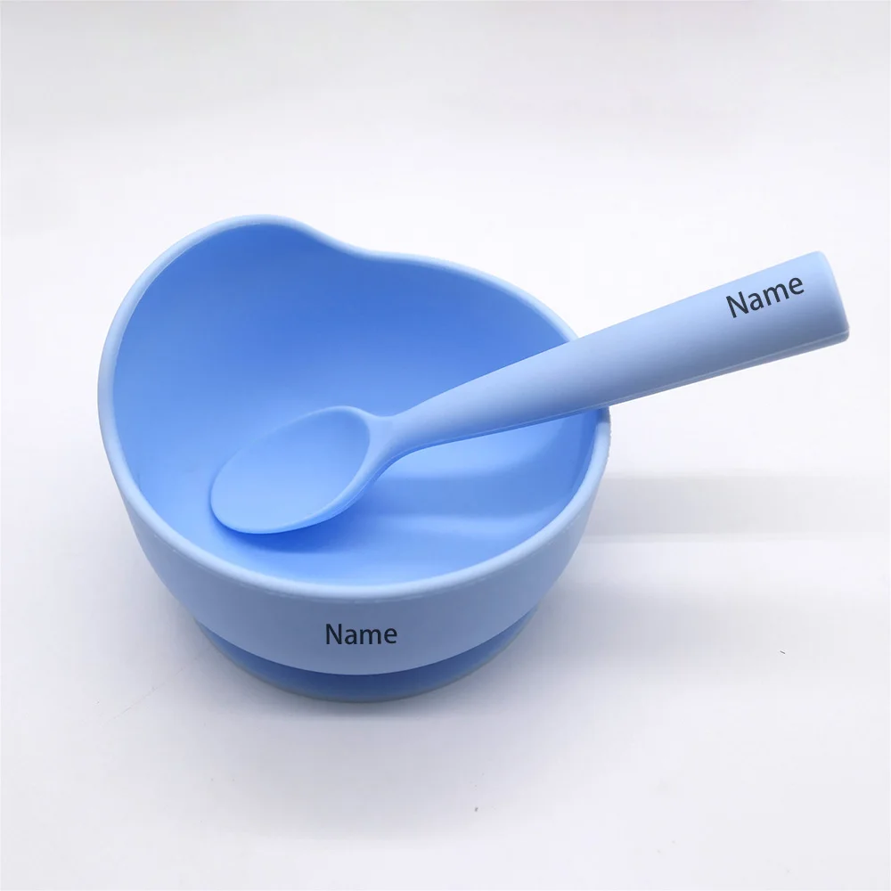 Baby Tableware Bowl Spoon Free Printing Silicone Material Personalized for Boys and Girls Holiday Gift