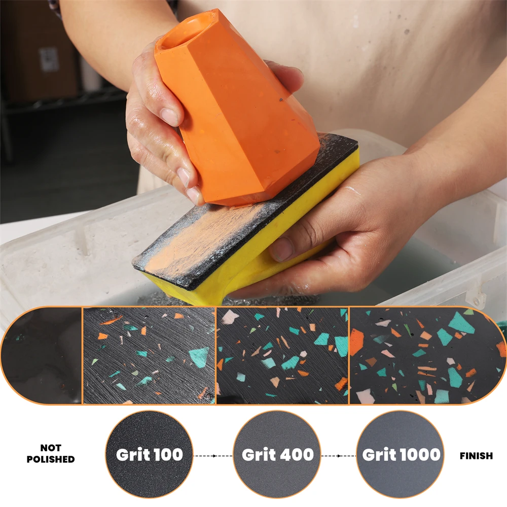 4 Shapes Professional Wet&Dry Sanding Block for Jesmonite Plaster Crafts Restoration Polishing DIY Concrete Jar Wet Hand Sander sanding block