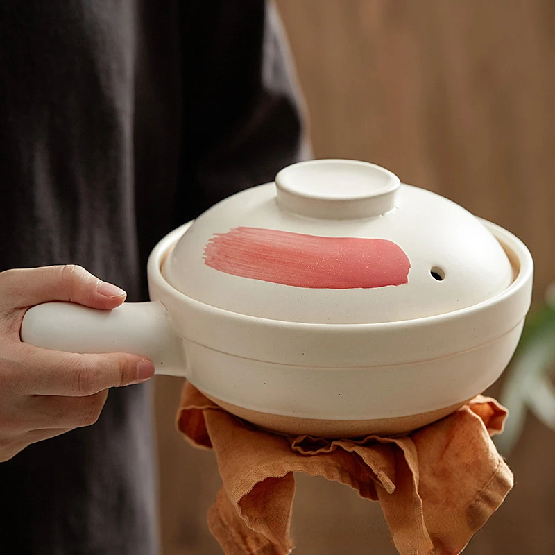 Casserole Stew Pot Coarse Pottery Microwave Small Pot Household Claypot Rice Porridge High Temperature Soup With Lid casserole pot