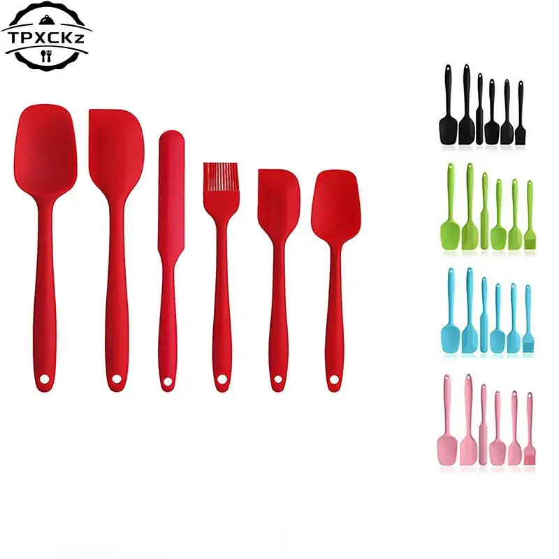 

6Pcs Food Grade Silicone Non-Stick Butter Cooking Spatula Set Cookie Pastry Scraper Brush Kitchen Tools Cake Baking Mixing Tool