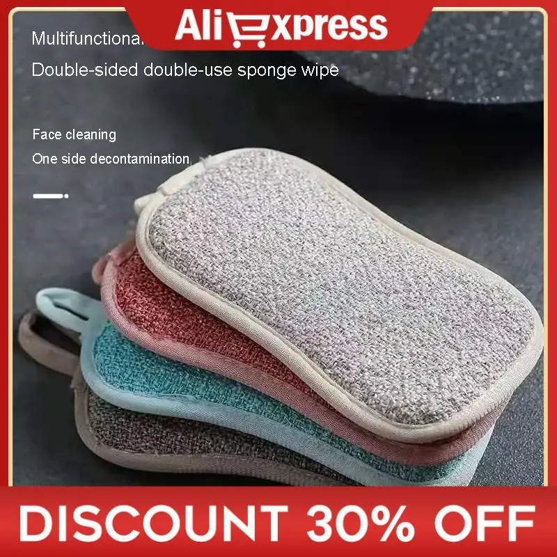 

Super Absorbent Microfiber Double Sided Scrub Sponge Removing Rust Pot Brush Decontamination Kitchen Cleaning Accessories