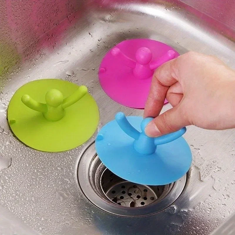 3 Colors Portable Kitchen Sink Stopper Drain Plug Silicone Bathtub Floor Suitable House Kitchen Bathroom Accessory Hair Stopper