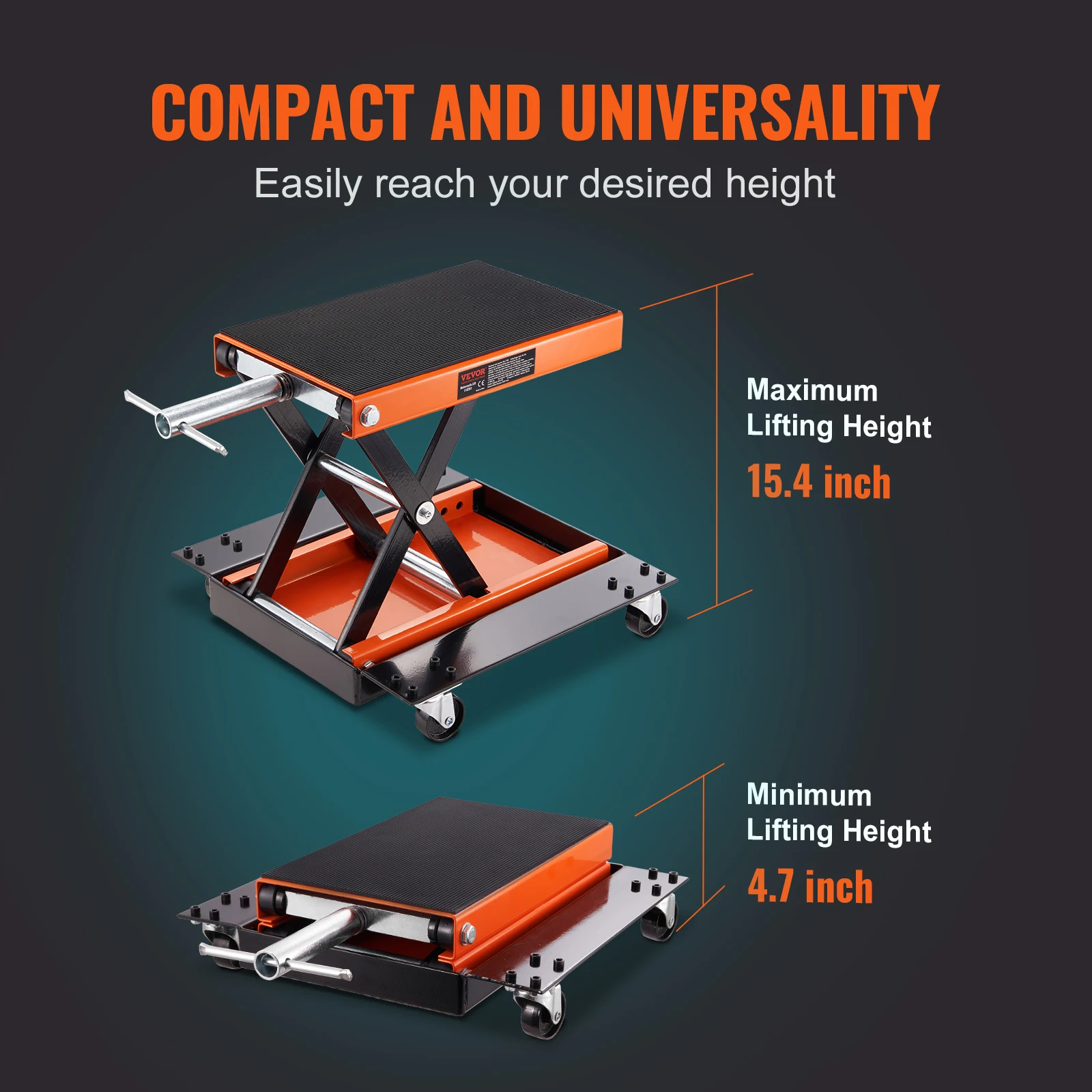 VEVOR Motorcycle Lift 350/1100/1500 LBS Capacity Motorcycle Scissor Lift Jack with Wide Deck & Safety Pin for Bikes Motorcycles