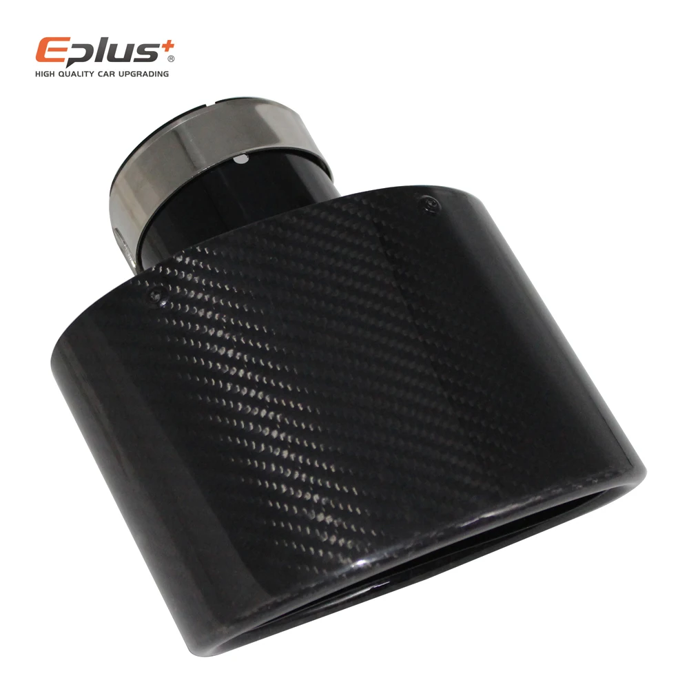 

Glossy Carbon Fiber Car Muffler Tip Exhaust Pipe Nozzle Decoration Universal Stainless Black Oval 150mm Tilting up and down AK