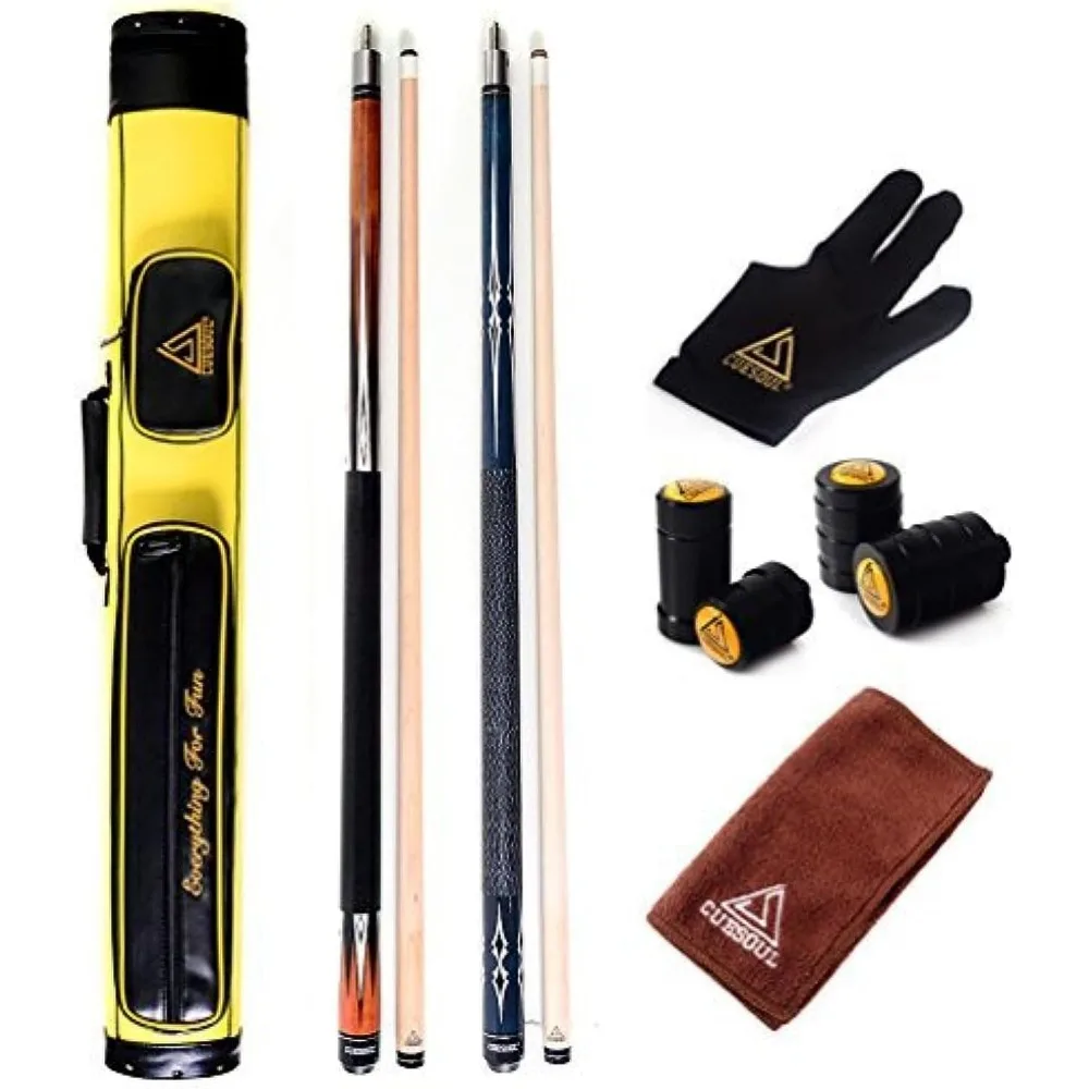 

Bar Pool Cue Sticks,Two Cue Sticks + 2x2 Pool Cue Case Hard Billiard sticks