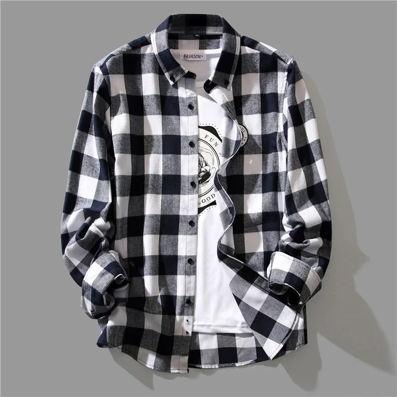 Black And White Plaid Shirt Outfit Mens Luxury Business Black