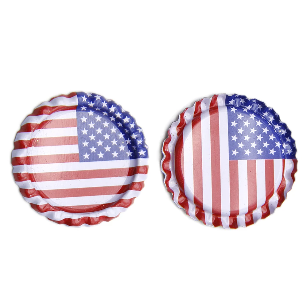 25pcs/lot Solid Color Bottle Caps DIY Printed Flags Leopard Matel Bottle Cap Jewelry Accessories,25Yc23673