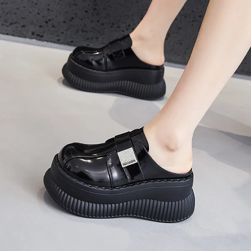 CICIYANG 8.5cm Thick-soled Slippers Women 2024 Summer Half Slippers Ladies  Platform Spring Muller Shoes Protect Toes Playshoes