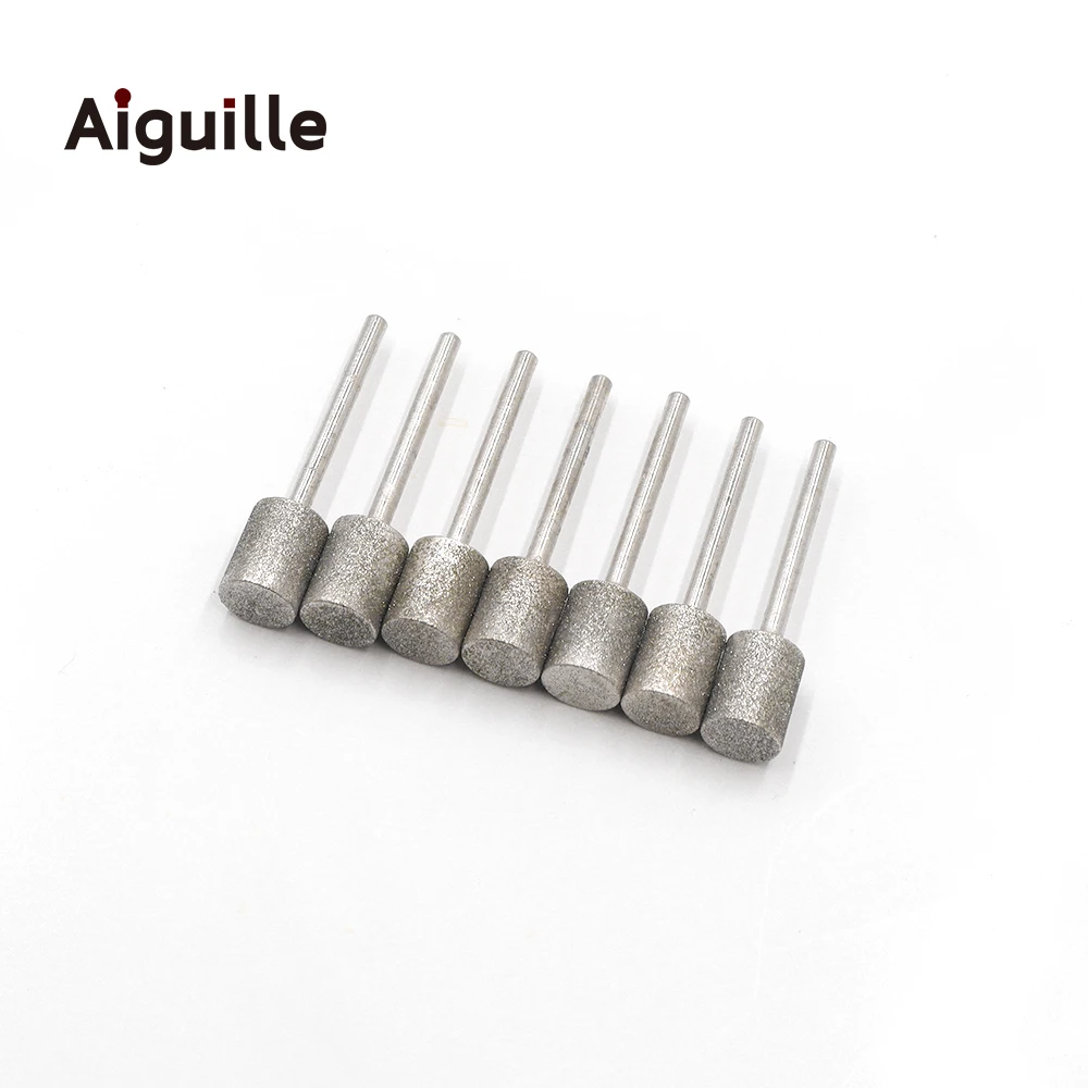 10pcs grit#120 3mmx 3/4/5/6/8/10mm cylinder Diamond grinding burr abrasive bits grinding trimming polishing points dremel Bits